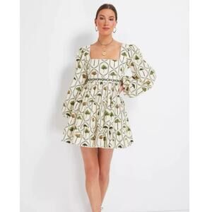 Agua by Agua Bendita Avena Arboleda Small Embroidered Beaded Tree Dress Poplin